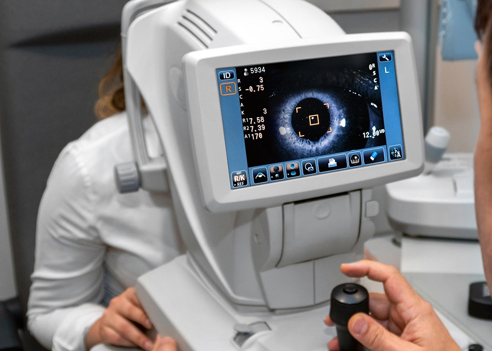 Person Having a Corneal Eye Exam